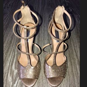 INC International Bronze Rhinestone Heels Sz 8.5